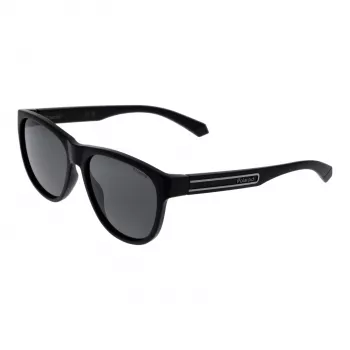 Óculos de sol unissexo Polaroid PLD2156S56003 retangulares - armação preta, lentes TAC cinzentas polarizadas, proteção UV400