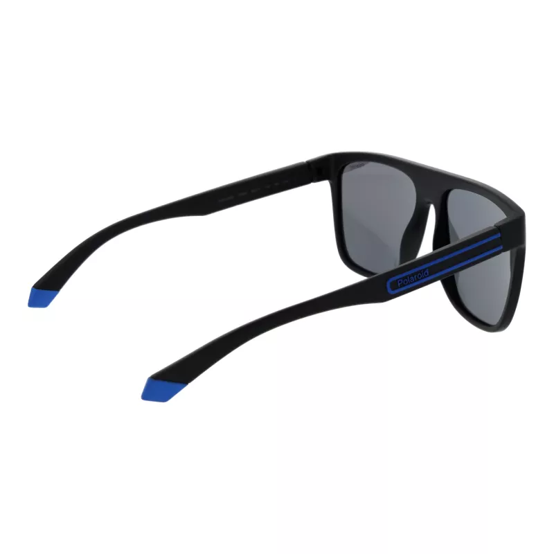 Óculos de sol retangulares de homem POLAROID PLD2162S580VK - Armação preta, lentes cinzentas polarizadas, 58 mm