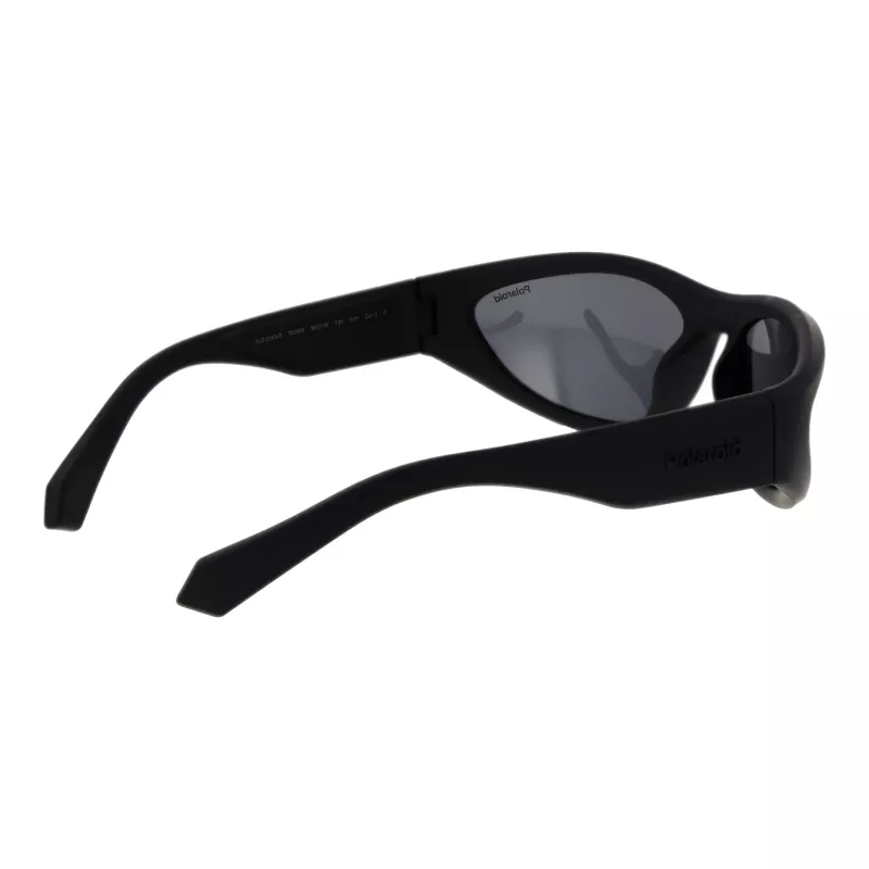 Óculos de sol retangulares unissexo Polaroid PLD2165/S - armação preta, lentes cinzentas polarizadas, 59 mm