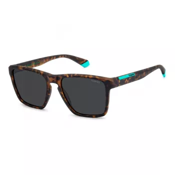 Óculos de sol retangulares de homem Polaroid PLD2167SN9P - armação preta, lentes cinzentas polarizadas