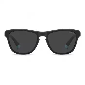 POLAROID PLD2168S003 Óculos de sol retangulares de homem - armação preta mate, lentes cinzentas polarizadas, 54 mm