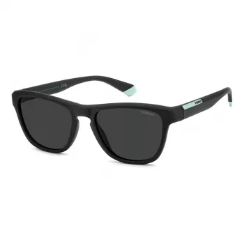 POLAROID PLD2168S003 Óculos de sol retangulares de homem - armação preta mate, lentes cinzentas polarizadas, 54 mm