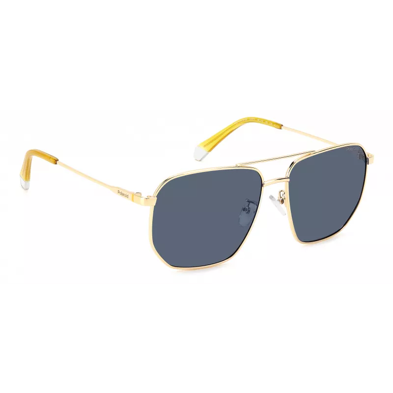 Óculos de sol de homem Polaroid PLD4141GSXLKS, retangulares, preto mate, cinzento, polarizados