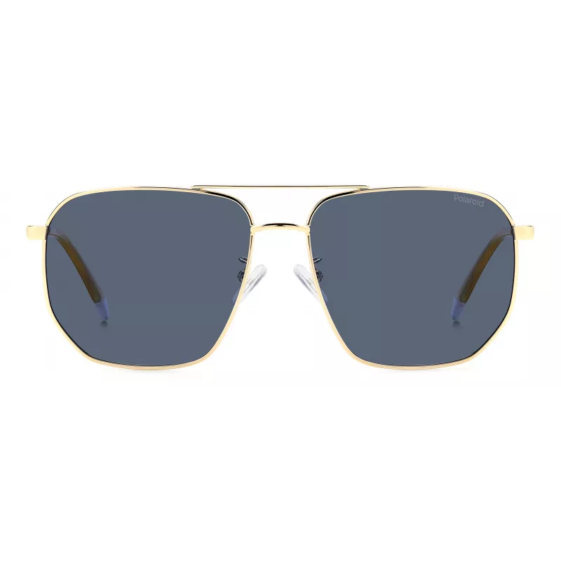 Óculos de sol de homem Polaroid PLD4141GSXLKS, retangulares, preto mate, cinzento, polarizados
