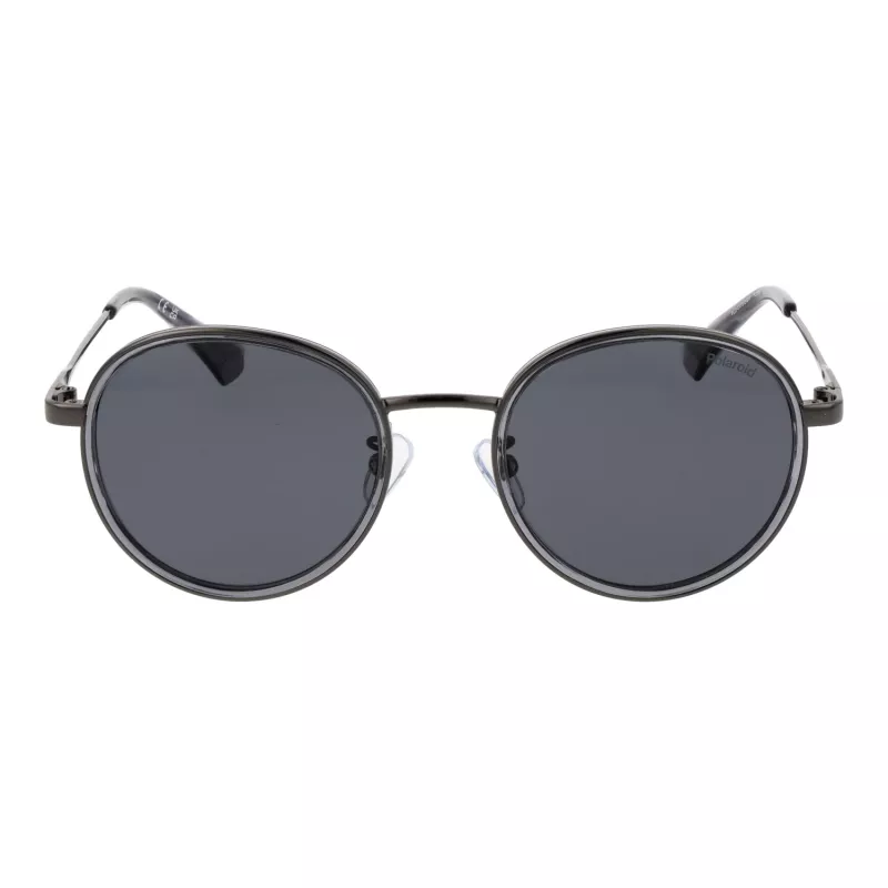 Óculos de sol quadrados unissexo Polaroid PLD4173GSX51K - Armação preta lentes cinzentas polarizadas 51mm