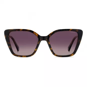 Óculos de sol de mulher Polaroid PLD4189S086, quadrados - armação de acetato havana, lentes cinzentas polarizadas