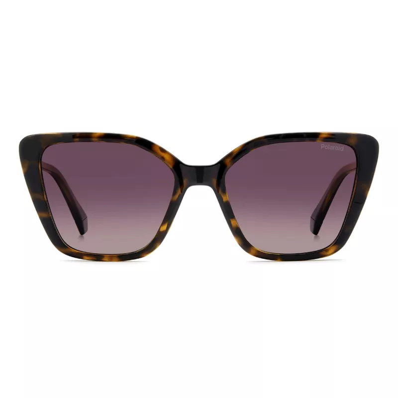Óculos de sol de mulher Polaroid PLD4189S086, quadrados - armação de acetato havana, lentes cinzentas polarizadas