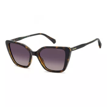 Óculos de sol de mulher Polaroid PLD4189S086, quadrados - armação de acetato havana, lentes cinzentas polarizadas