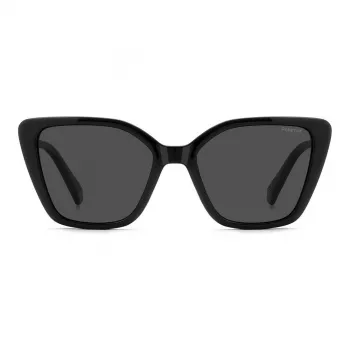 Polaroid PLD4189S807 Óculos de sol retangulares de mulher - armação preta, lentes cinzentas polarizadas, 53 mm