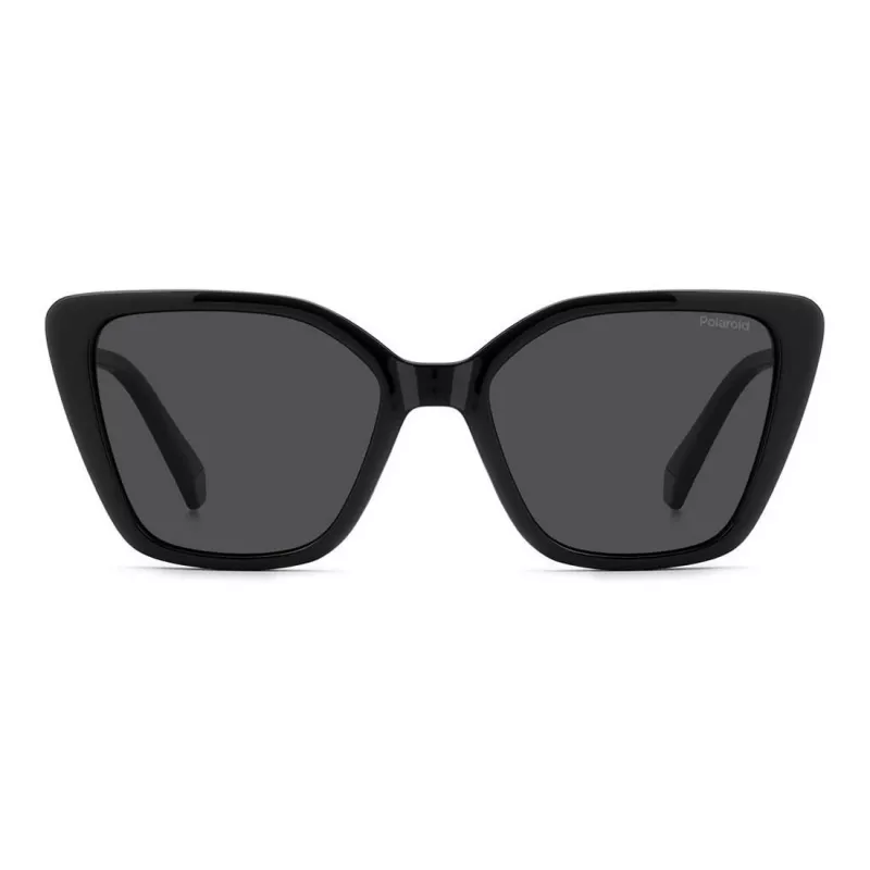 Polaroid PLD4189S807 Óculos de sol retangulares de mulher - armação preta, lentes cinzentas polarizadas, 53 mm