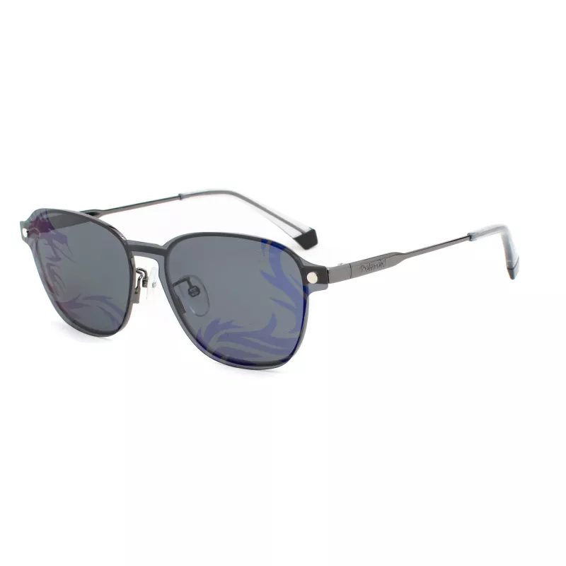 Óculos de sol retangulares unissexo POLAROID PLD6119GCSKJ1 - lentes cinzentas polarizadas, armação preta, 53 mm