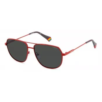 Óculos de sol unissexo POLAROID PLD6195SX0Z3 - Armação preta, lentes cinzentas, 58 mm