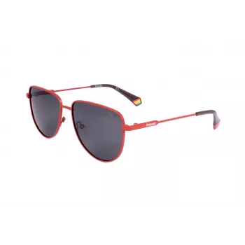 Óculos de sol quadrados Polaroid PLD6196SX0Z3 unissexo - armação preta lentes polarizadas cinzentas 56mm