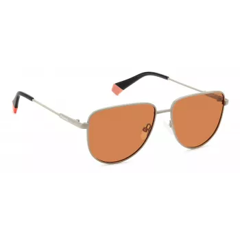 Óculos de sol quadrados unissexo Polaroid PLD6196SX2M8F - Armação Havana, lentes polarizadas TAC castanhas, 56mm