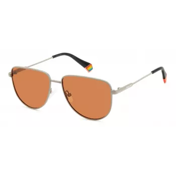 Óculos de sol quadrados unissexo Polaroid PLD6196SX2M8F - Armação Havana, lentes polarizadas TAC castanhas, 56mm