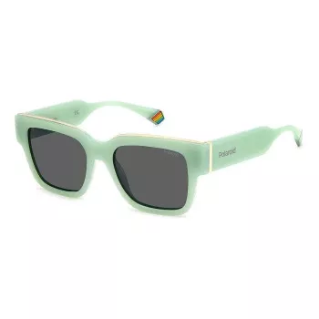 Óculos de sol retangulares unissexo POLAROID PLD6198SX1EDF - armação preta lentes cinzentas polarizadas 52 mm
