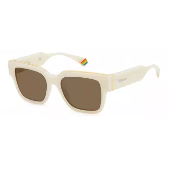 Óculos de sol retangulares unissexo POLAROID PLD6198SXSZJ - armação Havana, lentes polarizadas verdes - 52/18/140 mm