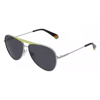 Óculos de sol retangulares unissexo Polaroid PLD6200SXKU2G - lentes cinzentas polarizadas - armação preta