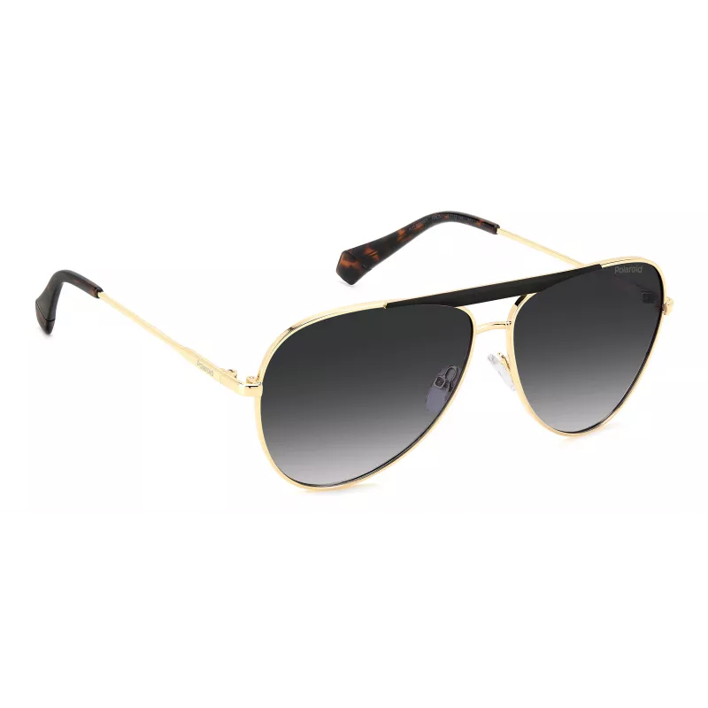 Óculos de sol retangulares unissexo Polaroid PLD6200SXRHLG - Armação preta Lentes cinzentas polarizadas 61 mm
