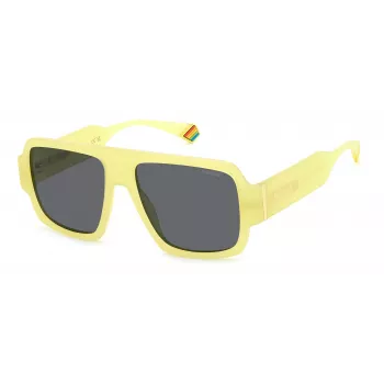 Óculos de sol Polaroid PLD6209SX40G unissexo retangulares - armação havana, lente TAC verde polarizada, UV400