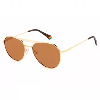 Óculos de sol unissexo Polaroid PLD6211/S armação Havana lentes verdes polarizadas 57 mm