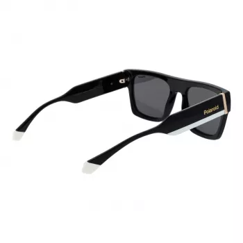 Óculos de sol retangulares unissexo POLAROID PLD6224SX5480 - armação preta, lentes cinzentas polarizadas, 54 mm