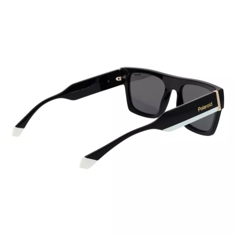 Óculos de sol retangulares unissexo POLAROID PLD6224SX5480 - armação preta, lentes cinzentas polarizadas, 54 mm