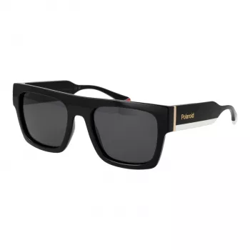 Óculos de sol retangulares unissexo POLAROID PLD6224SX5480 - armação preta, lentes cinzentas polarizadas, 54 mm