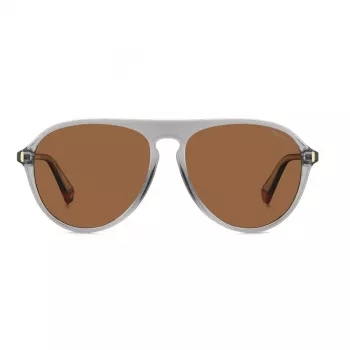 Polaroid PLD6225SKB7 Óculos de sol retangulares polarizados para homem - Armação preta lentes cinzentas