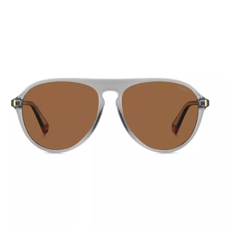 Polaroid PLD6225SKB7 Óculos de sol retangulares polarizados para homem - Armação preta lentes cinzentas