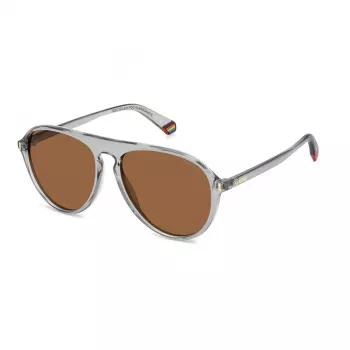 Polaroid PLD6225SKB7 Óculos de sol retangulares polarizados para homem - Armação preta lentes cinzentas