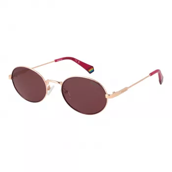 Óculos de sol unissexo Polaroid PLD6228SX53LT retangulares - armação Havana, lentes castanhas polarizadas - 53 mm