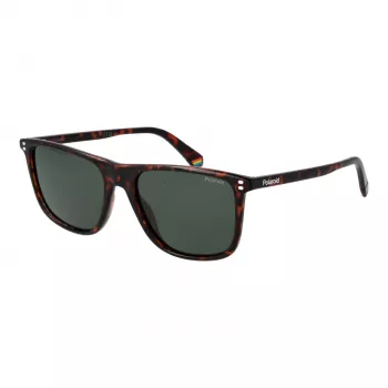 POLAROID PLD6232S55086 Óculos de sol retangulares de homem - armação preta, lentes cinzentas polarizadas, 55 mm
