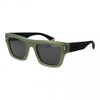 Óculos de sol retangulares para homem Polaroid PLD6238SX511E, preto mate, com lentes TAC cinzentas polarizadas, UV400