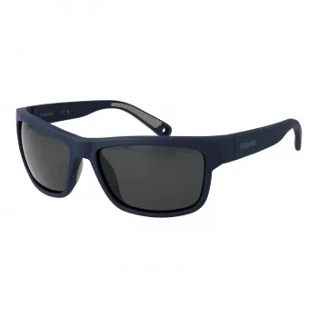Óculos de sol retangulares de homem Polaroid PLD7031S59FLL - armação preta mate, lentes cinzentas polarizadas, 59 mm