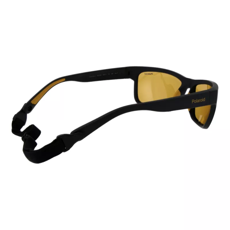 Óculos de sol desportivos Polaroid PLD7031S59PGC para homem - armação preta, lentes polarizadas cinzentas, 59 mm