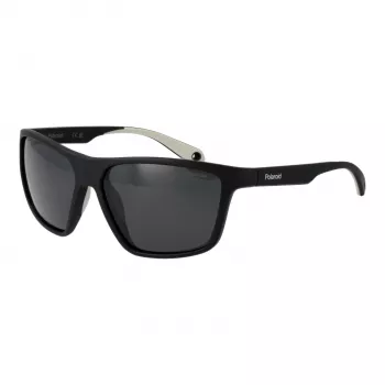 Óculos de sol retangulares polarizados de homem POLAROID PLD7040S5908A - armação cinzenta lentes cinzentas 59mm
