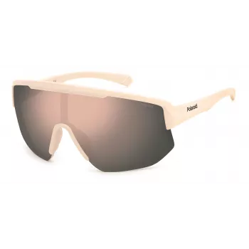 Óculos de sol shield unissexo Polaroid PLD7047SZ1P - armação preta lente cinzenta polarizada 99mm
