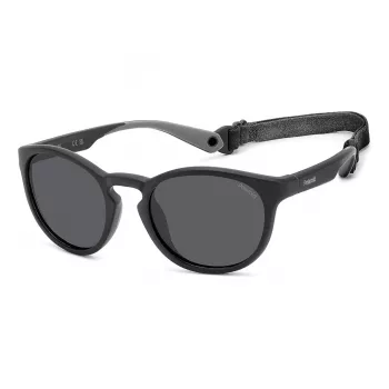 Óculos de sol retangulares unissexo Polaroid PLD7050S003 - armação preta, lentes cinzentas polarizadas