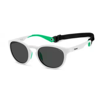 Óculos de sol retangulares Polaroid PLD7050SVK6 unissexo - armação preta, lentes polarizadas cinzentas, 52 mm