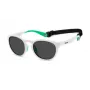 Óculos de sol retangulares Polaroid PLD7050SVK6 unissexo - armação preta, lentes polarizadas cinzentas, 52 mm