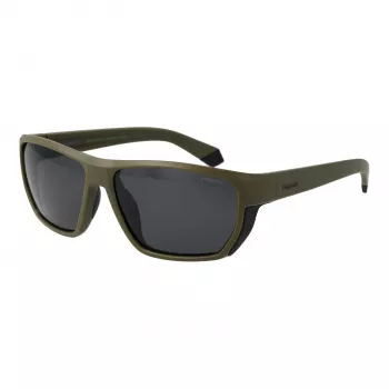 POLAROID PLD7057S60DLD Óculos de sol retangulares de homem - armação cinzento-escuro, lentes polarizadas cinzentas