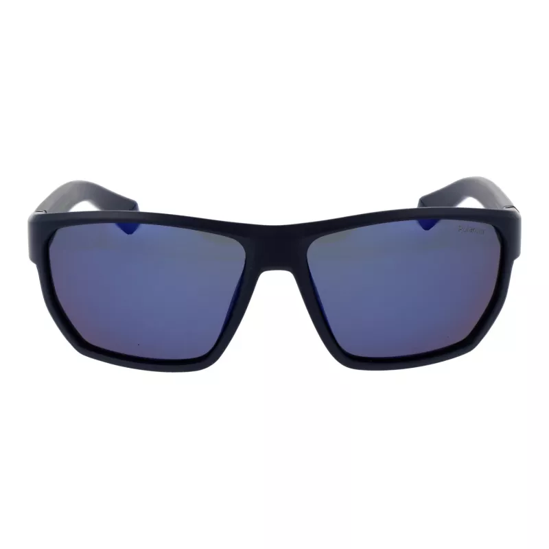 Óculos de sol retangulares polarizados de homem Polaroid PLD7057S60FLL - armação preta lentes cinzentas