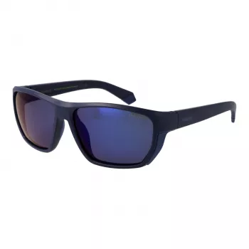 Óculos de sol retangulares polarizados de homem Polaroid PLD7057S60FLL - armação preta lentes cinzentas