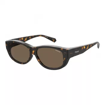 Óculos de sol Polaroid PLD9020S086 unissexo armação quadrada de plástico Havana lente polarizada castanha