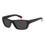 Óculos de sol de homem POLAROID SPORT PLD7046S3MR retangulares desportivos envolventes, armação preta, lentes cinzentas polarizadas 57-17-135 mm