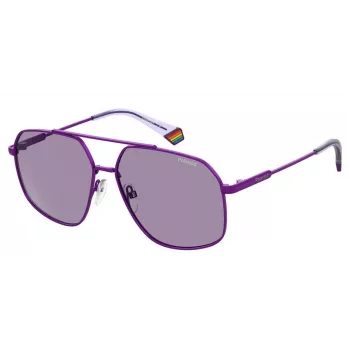 Óculos de sol retangulares unissexo POLAROID PLD6173SB3V - Armação preta, lentes cinzentas