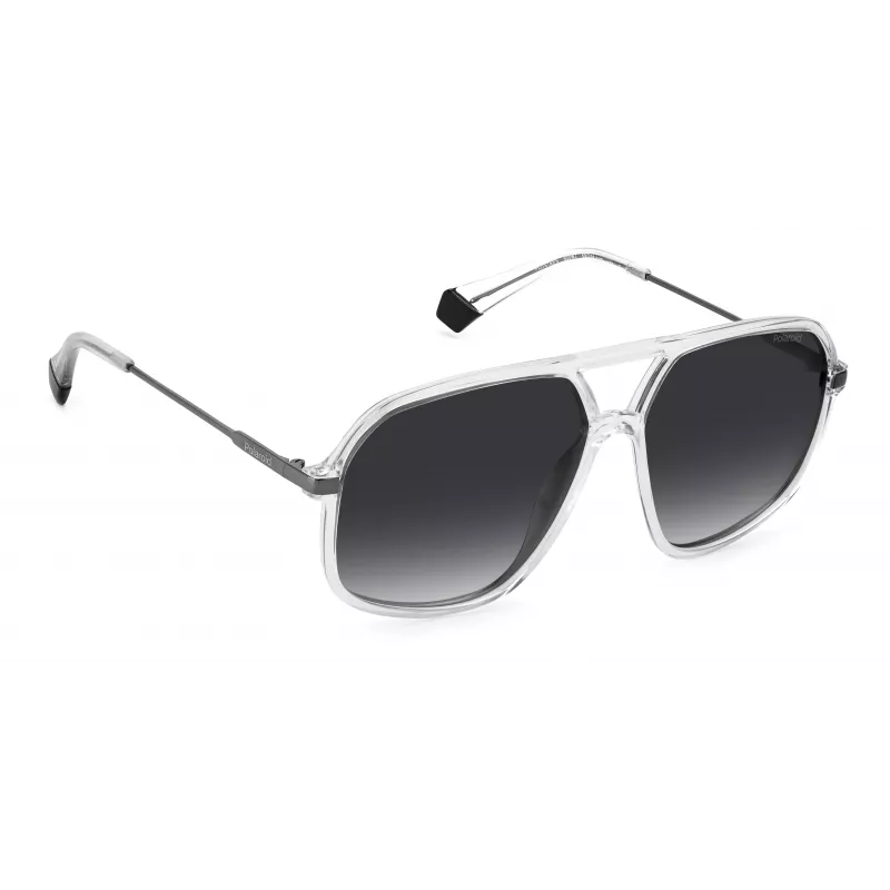 Óculos de sol retangulares polarizados unissexo POLAROID PLD6182S900WJ - Armação preta lentes cinzentas 59 mm