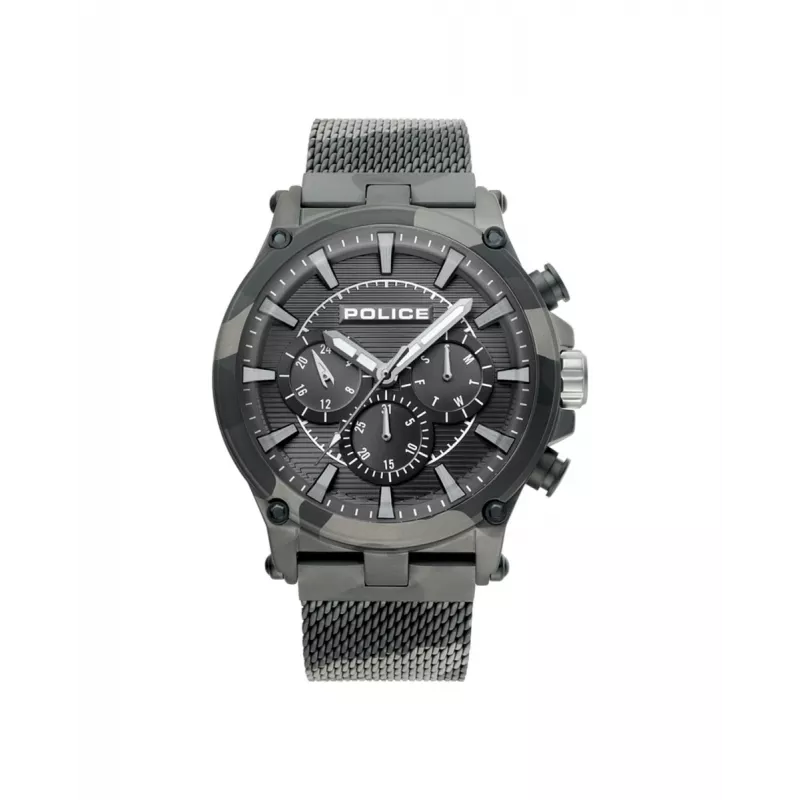 Relógio de homem POLICE Adder R1453321003 47mm quartzo analógico mostrador preto pele