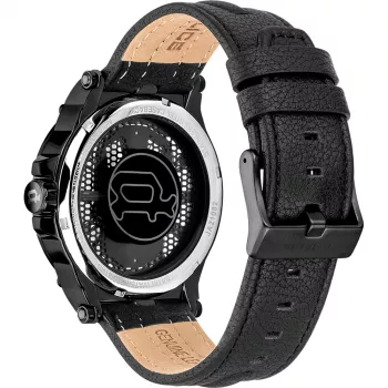 Relógio Police Battalion quartzo analógico homem PEWJA2108203 47mm mostrador preto bracelete de pele preta